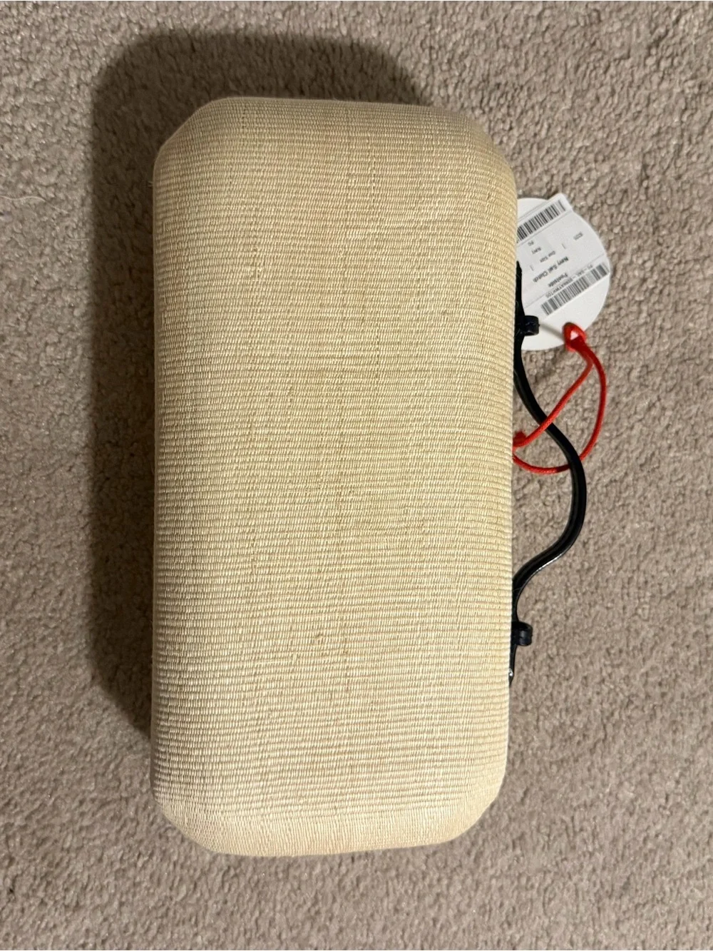 Cream Embroidered Sailboat Clutch with Black Top Handle